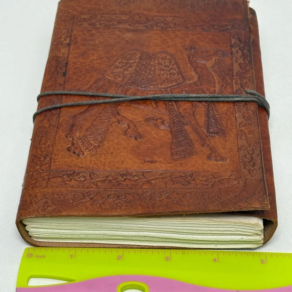 Leather Camel Journal Notebook Planner Handmade Unlined Paper Pages Bound‎
